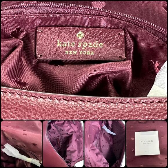 Kate Spade Jackson Shoulder Bag & Wallet Medium Flap Pebbled Leather Cherrywood - Picture 9 of 16